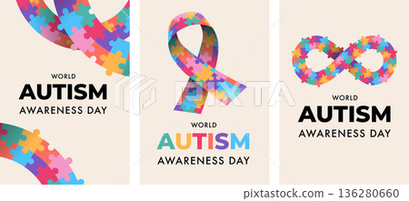 World autism awareness day vertical banner templates and poster backgrounds set 136280660