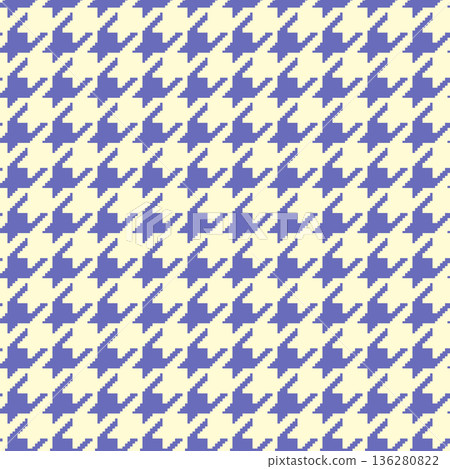 Geometric houndstooth blue seamless pattern with pied-de-poule ornament. Monochrome graphic design. Modern minimalist stylish squared background. Vector chequered motif for fabric, textile Geometric houndstooth blue seamless pattern with pied-de-poule ornament. Monochrome graphic design. Modern minimalist stylish squared background. Vector chequered motif for fabric, textile 136280822