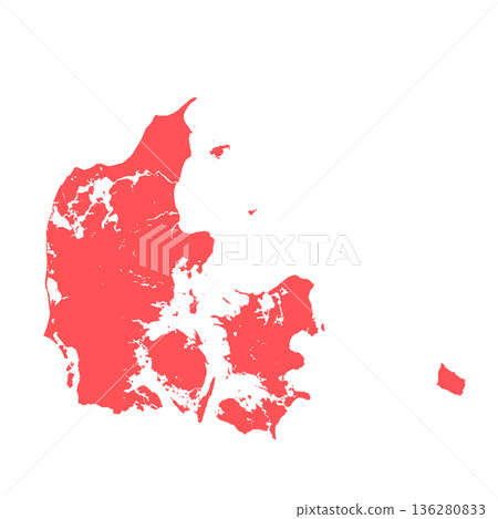 Map of Denmark, sign silhouette. World Map Globe. Vector Illustration isolated on white background. Europe continent 136280833