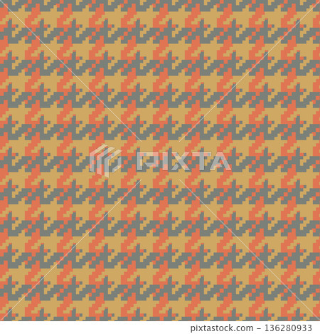 Geometric houndstooth beige seamless pattern with pied-de-poule ornament. Monochrome graphic design. Modern minimalist stylish squared background. Vector chequered motif for fabric, textile Geometric houndstooth beige seamless pattern with pied-de-poule ornament. Monochrome graphic design. Modern minimalist stylish squared background. Vector chequered motif for fabric, textile 136280933