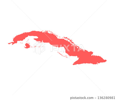 Map of Cuba, sign silhouette. World Map Globe. Vector Illustration isolated on white background. Central America continent 136280981
