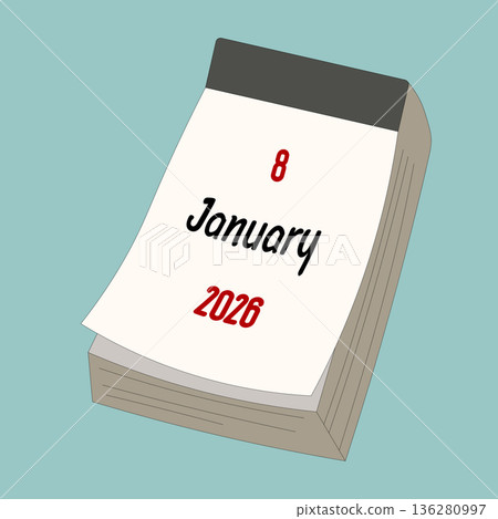 January 8. Daily Calendar icon for design. Simple design for business brochure, flyer, print media, advertisement. Easily editable 136280997