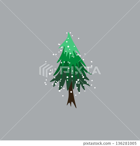 Advent calendar. Christmas print. Christmas Tree with decorations and illuminations. Doodle Design for hiliday card, poster 136281005