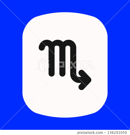 Zodiac horoscope. Scorpio astrological icon symbol. Stylized star sign esoteric. Simple line vector illustration 136281050