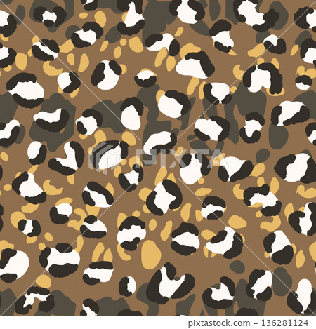 Abstract modern leopard seamless pattern. Animals trendy background. Color decorative vector stock illustration for print, card, postcard, fabric, textile. Modern ornament of stylized skin 136281124