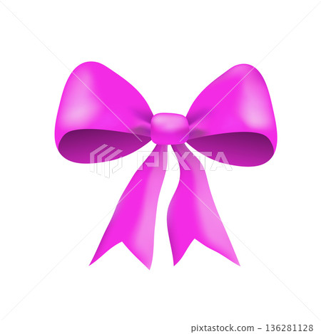 Purplle gift bow, flat ribbons isolated on white background. Ribbon banner vector illustration. Holiday lace Purplle gift bow, flat ribbons isolated on white background. Ribbon banner vector illustration. Holiday lace 136281128