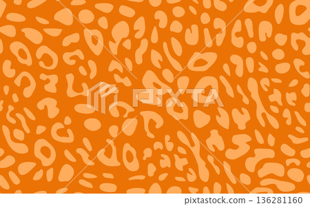 Abstract modern leopard seamless pattern. Animals trendy background. Color decorative vector stock illustration for print, card, postcard, fabric, textile. Modern ornament of stylized skin 136281160