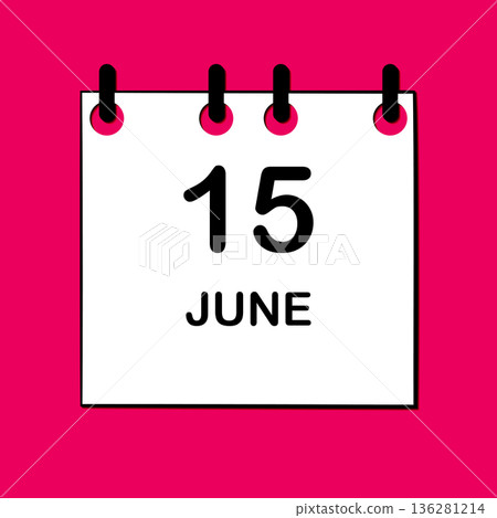 June 15. Daily Calendar icon for design. Simple design for business brochure, flyer, print media, advertisement. Easily editable 136281214