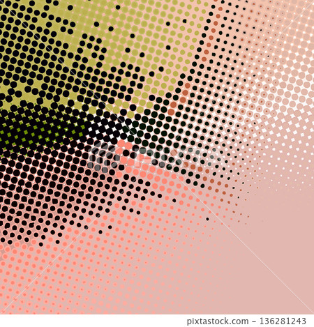 Abstract pop art creative concept. Colorful polka dots retro comics background. Cartoon modern halftone pattern. Design for poster, card, sale banner, empty bubble 136281243