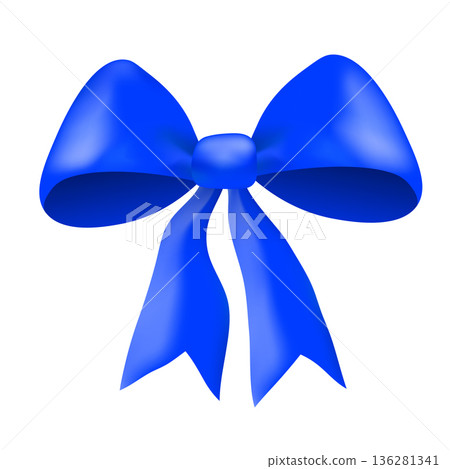 Blue gift bow, flat ribbons isolated on white background. Ribbon banner vector illustration. Holiday lace Blue gift bow, flat ribbons isolated on white background. Ribbon banner vector illustration. Holiday lace 136281341