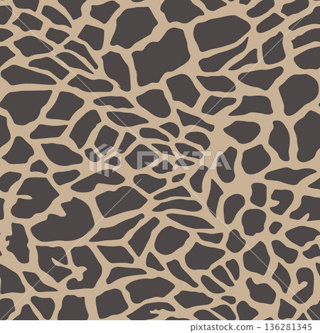 Abstract modern giraffe seamless pattern. Animals trendy background. Colorful decorative vector stock illustration for print, card, postcard, fabric, textile. Modern ornament of stylized skin 136281345