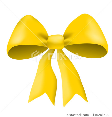 Yellow gift bow, flat ribbons isolated on white background. Ribbon banner vector illustration. Holiday lace Yellow gift bow, flat ribbons isolated on white background. Ribbon banner vector illustration. Holiday lace 136281390