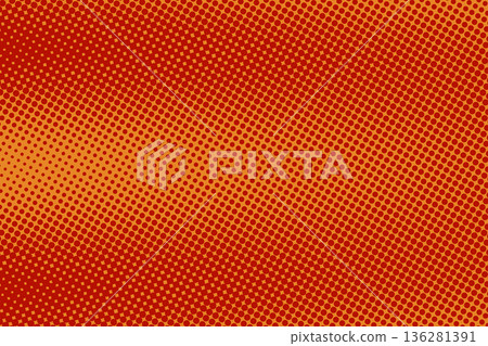 Abstract pop art creative concept. Colorful polka dots retro comics background. Cartoon modern halftone pattern. Design for poster, card, sale banner, empty bubble 136281391