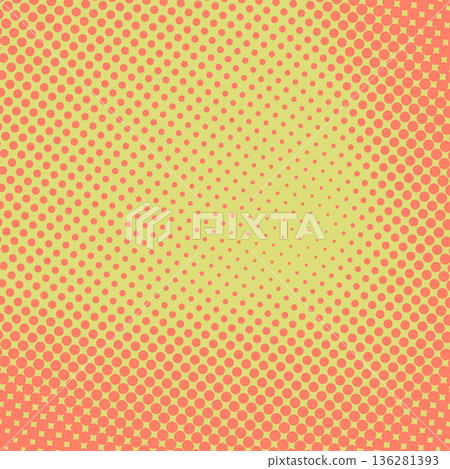 Abstract pop art creative concept. Colorful polka dots retro comics background. Cartoon modern halftone pattern. Design for poster, card, sale banner, empty bubble 136281393