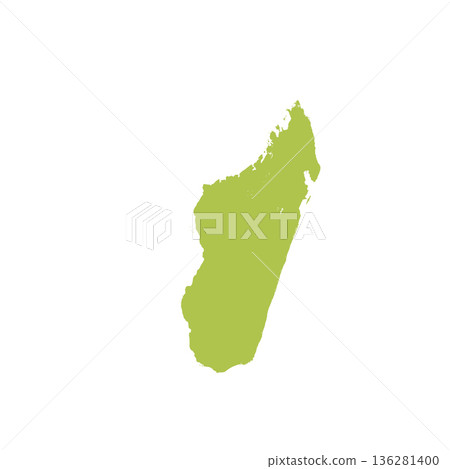 Map of Madagasсar, sign silhouette. World Map Globe. Vector Illustration isolated on white background. African continent 136281400