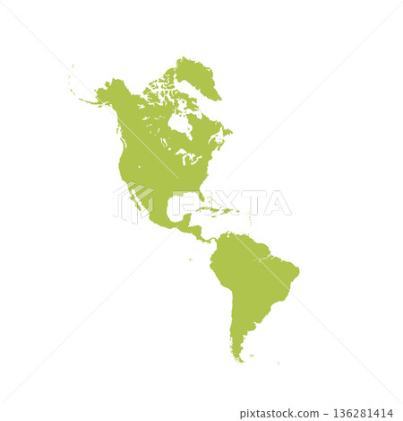 Map of North and South America, sign silhouette. World Map Globe. Vector Illustration isolated on transparent background. American continent 136281414