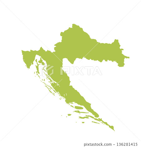 Map of Croatia, sign silhouette. World Map Globe. Vector Illustration isolated on white background. Europe continent Map of Croatia, sign silhouette. World Map Globe. Vector Illustration isolated on white background. Europe continent 136281415