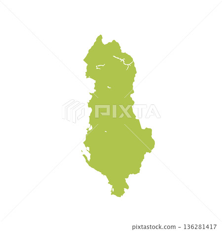 Map of Albania, sign silhouette. World Map Globe. Vector Illustration isolated on white background. Europe continent 136281417