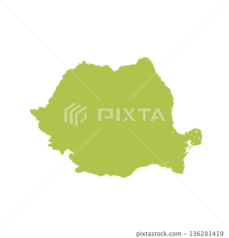 Map of Romania, sign silhouette. World Map Globe. Vector Illustration isolated on white background. Europe continent 136281419