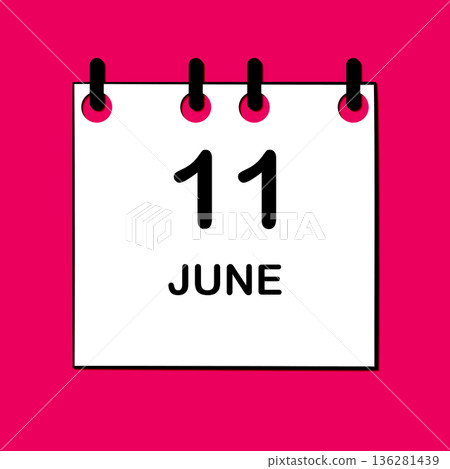 June 11. Daily Calendar icon for design. Simple design for business brochure, flyer, print media, advertisement. Easily editable 136281439