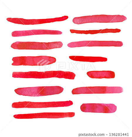 Pink watercolor brush strokes. Abstract grunge color paint textures. Banner art collection. Multicolored aquarelle stains border template Pink watercolor brush strokes. Abstract grunge color paint textures. Banner art collection. Multicolored aquarelle stains border template 136281441