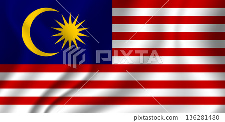 Flag of Malaysia. Malaysian national symbol in official colors. Template icon. Vector background 136281480