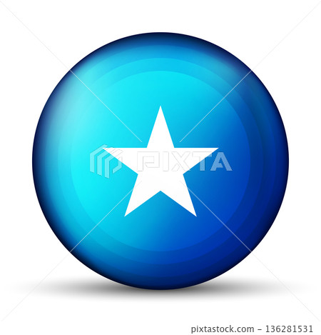 Glass light ball with flag of Somalia. Round sphere, template icon. Somali national symbol. Glossy realistic ball, 3D abstract vector illustration highlighted on a white background. Big bubble Glass light ball with flag of Somalia. Round sphere, template icon. Somali national symbol. Glossy realistic ball, 3D abstract vector illustration highlighted on a white background. Big bubble 136281531