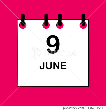 June 9. Daily Calendar icon for design. Simple design for business brochure, flyer, print media, advertisement. Easily editable 136281541
