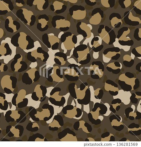Abstract modern leopard seamless pattern. Animals trendy background. Color decorative vector stock illustration for print, card, postcard, fabric, textile. Modern ornament of stylized skin 136281569