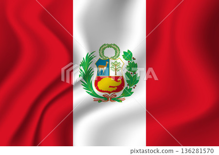 Flag of Peru. Peruvian national symbol in official colors. Template icon. Abstract vector background 136281570