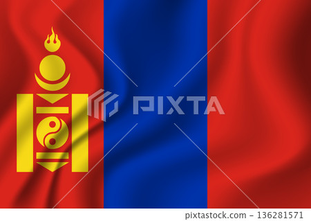 Flag of Mongolia. Mongolian national symbol in official colors. Template icon. Vector background 136281571