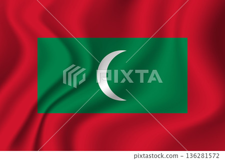 Republic of Maldives. Maldivian national symbol in official colors. Template icon. Vector background 136281572