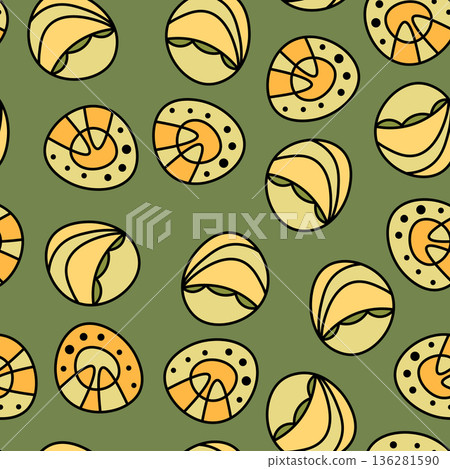 Seamless pattern with geometric aboriginal ornament. Ethnic tribal rounded color background. Afican, australian motiph. Dots painting. Vector illustration, template design for cloth, card, fabric Seamless pattern with geometric aboriginal ornament. Ethnic tribal rounded color background. Afican, australian motiph. Dots painting. Vector illustration, template design for cloth, card, fabric 136281590