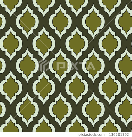 Arabic arabesque seamless pattern with colorful elements. Geometric background. Design greeting card for Ramadan Kareem, Islamic ornamental colorful detail of mosaic. Vector illustration Arabic arabesque seamless pattern with colorful elements. Geometric background. Design greeting card for Ramadan Kareem, Islamic ornamental colorful detail of mosaic. Vector illustration 136281592