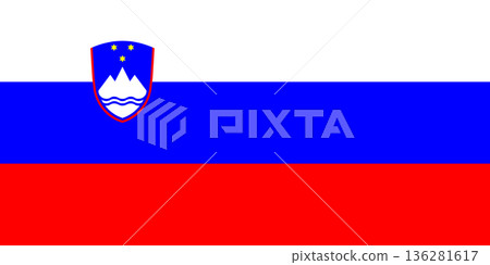 Flag of Slovenia. Slovenian national symbol in official colors. Template icon. Vector background Flag of Slovenia. Slovenian national symbol in official colors. Template icon. Vector background 136281617