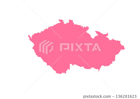 Map of Czech Republic, sign silhouette. World Map Globe. Vector Illustration isolated on white background. Europe continent 136281623