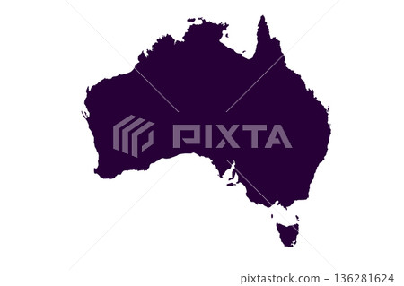 Map of Australian, sign silhouette. World Map Globe. Vector Illustration isolated on transparent background. African continent 136281624