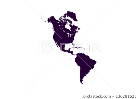 Map of North and South America, sign silhouette. World Map Globe. Vector Illustration isolated on transparent background. American continent Map of North and South America, sign silhouette. World Map Globe. Vector Illustration isolated on transparent background. American continent 136281625