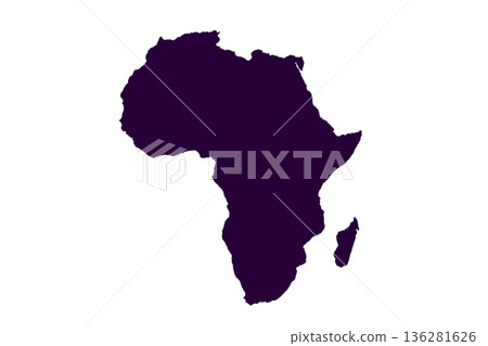 Map of Africa, sign silhouette. World Map Globe. Vector Illustration isolated on transparen background. African continent 136281626