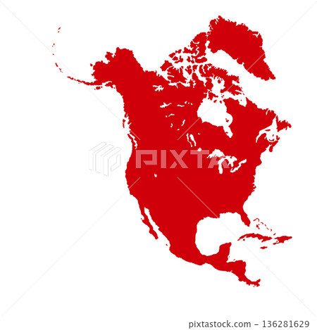 Map of North America, sign silhouette. World Map Globe. Vector Illustration isolated on transparent background. American continent Map of North America, sign silhouette. World Map Globe. Vector Illustration isolated on transparent background. American continent 136281629