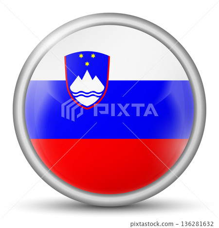 Glass light ball with flag of Slovenia. Round sphere, template icon. Slovenian national symbol. Glossy realistic ball, 3D abstract vector illustration. Big bubble Glass light ball with flag of Slovenia. Round sphere, template icon. Slovenian national symbol. Glossy realistic ball, 3D abstract vector illustration. Big bubble 136281632
