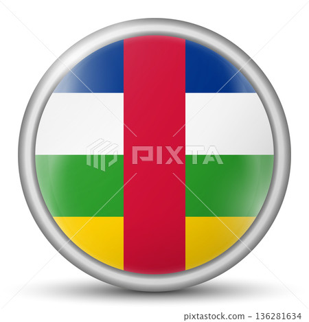Glass light ball with flag of Central African Republic. Round sphere, template icon. CAR national symbol. Glossy ball, 3D abstract vector illustration highlighted on a white background. Big bubble Glass light ball with flag of Central African Republic. Round sphere, template icon. CAR national symbol. Glossy ball, 3D abstract vector illustration highlighted on a white background. Big bubble 136281634