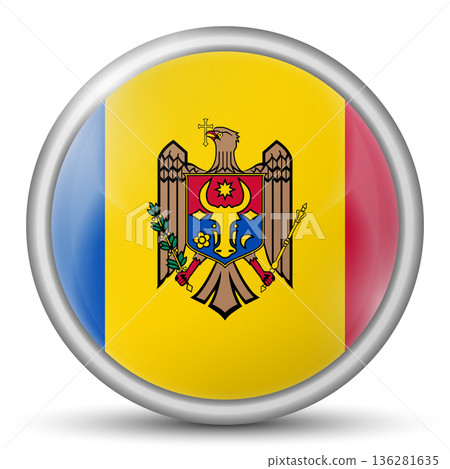 Glass light ball with flag of Moldova. Round sphere, template icon. Moldavian national symbol. Glossy realistic ball, 3D abstract vector illustration. Big bubble Glass light ball with flag of Moldova. Round sphere, template icon. Moldavian national symbol. Glossy realistic ball, 3D abstract vector illustration. Big bubble 136281635