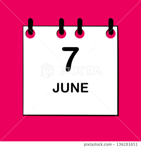 June 7. Daily Calendar icon for design. Simple design for business brochure, flyer, print media, advertisement. Easily editable 136281651