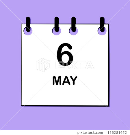 May 6. Daily Calendar icon for design. Simple design for business brochure, flyer, print media, advertisement. Easily editable 136281652