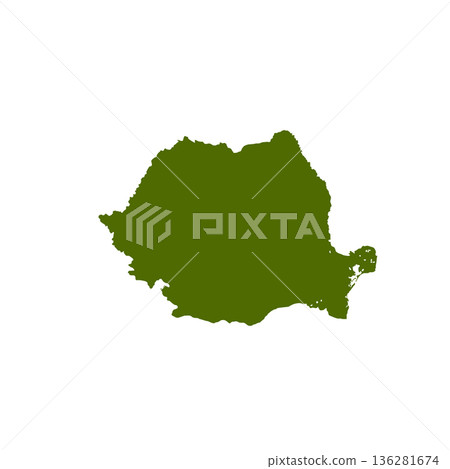 Map of Romania, sign silhouette. World Map Globe. Vector Illustration isolated on white background. Europe continent 136281674