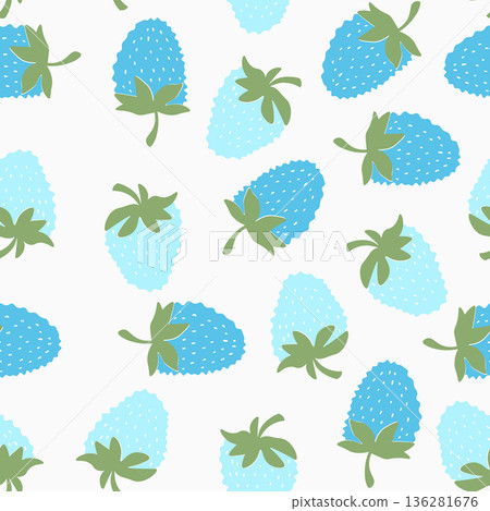 Seamless pattern with strawberry on color background. Natural delicious fresh ripe tasty fruit. Vector illustration for print, fabric, textile, banner, other design. Food concept Seamless pattern with strawberry on color background. Natural delicious fresh ripe tasty fruit. Vector illustration for print, fabric, textile, banner, other design. Food concept 136281676
