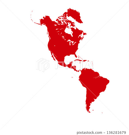 Map of North and South America, sign silhouette. World Map Globe. Vector Illustration isolated on transparent background. American continent 136281679