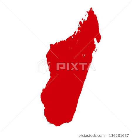 Map of Madagasсar, sign silhouette. World Map Globe. Vector Illustration isolated on white background. African continent Map of Madagasсar, sign silhouette. World Map Globe. Vector Illustration isolated on white background. African continent 136281687