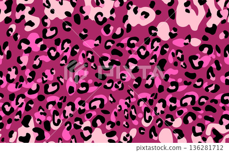 Abstract modern leopard seamless pattern. Animals trendy background. Color decorative vector stock illustration for print, card, postcard, fabric, textile. Modern ornament of stylized skin 136281712